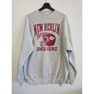 New Berlin West Junior Vikings Sweatshirt Mens 2XLT Discus Athletic USA Stains‎